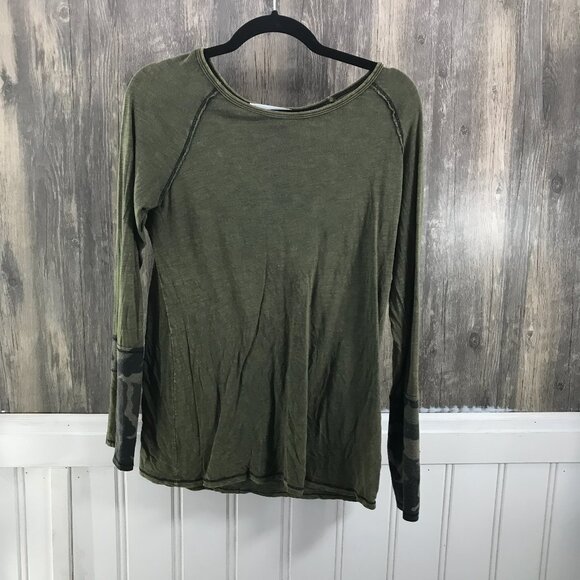 able green camo cuff long sleeve t-shirt size L - Picture 1 of 5